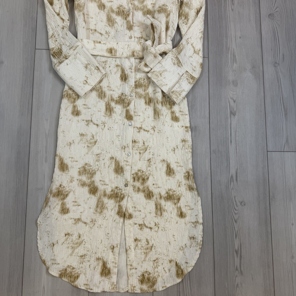 Anthropologie - Little Lies Crinkle Dye Tie Waist Shirt Midi Dress Size Small - Picture 4 of 13